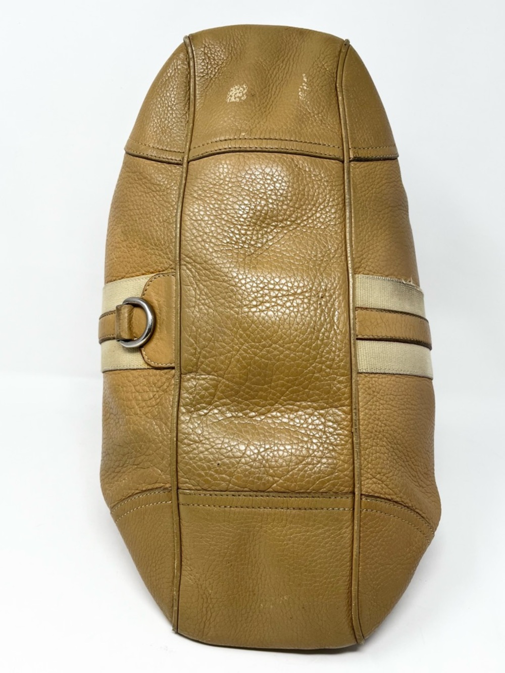 Authentic Vintage Prada 90s Brown Tan Triangle Logo Leather Shoulder Hobo Bag - Picture 15 of 16